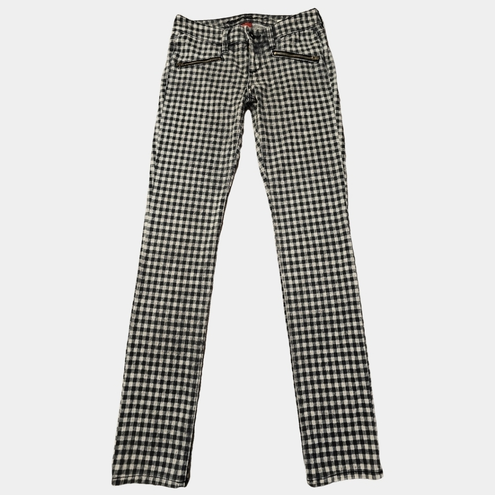 Arizona Jeans Co. Low-Rise Plaid Black And Gray Stretch Jeggings Size 3